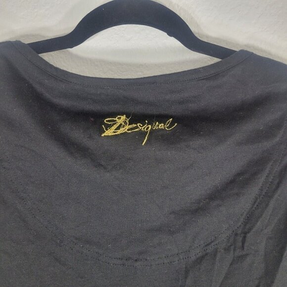 Desigual Long Sleeve Graphic Dress Large 90s Embroidered Floral Indie Sleeze - Picture 8 of 12